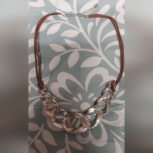 Adjustable Leather & Silver Neckalce